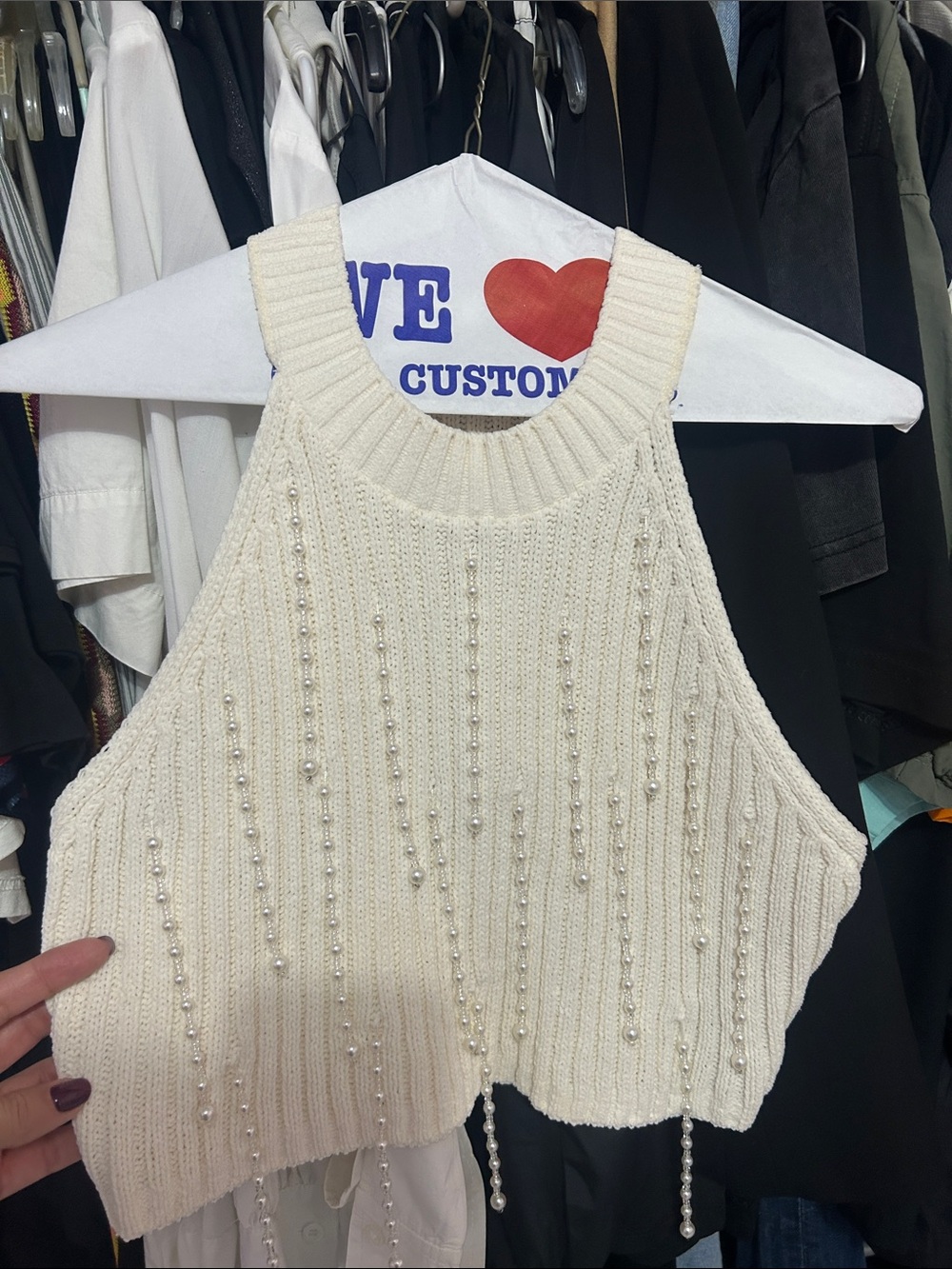 Zara Crop Sweater Beads Top
